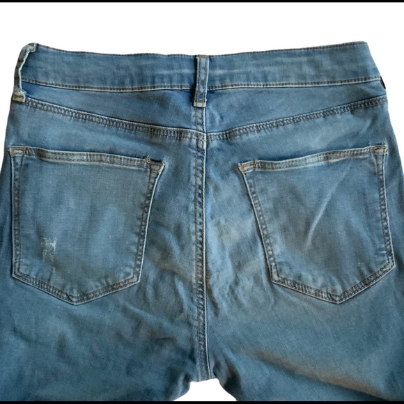 Topshop Womens Jeans Sz 28 Blue Denim Moto Leigh Skinny Distressed - Picture 3 of 7